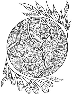 Floral Yin Yang Adult Coloring Page
