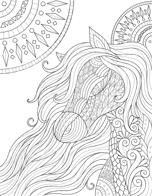 Horse Mandala Adult Coloring Page