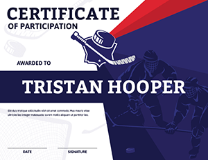Hockey Certificate Of Participation Award Certificate Template