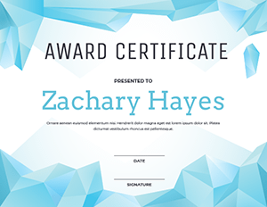 Light Blue Polygonal Award Certificate Template