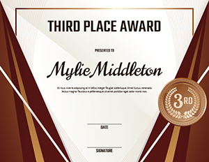 Third Place Medal Award Certificate Template