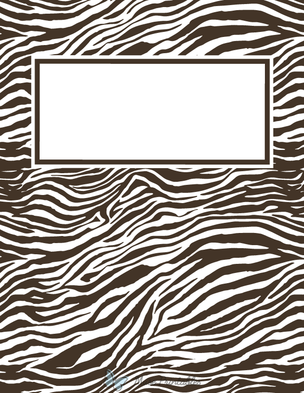 Brown and White Zebra Print Binder Cover