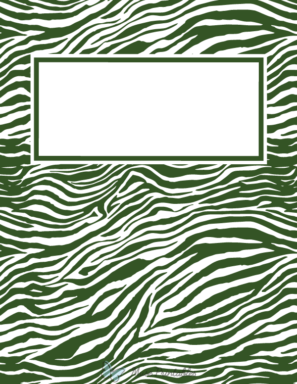 Green and White Zebra Print Binder Cover