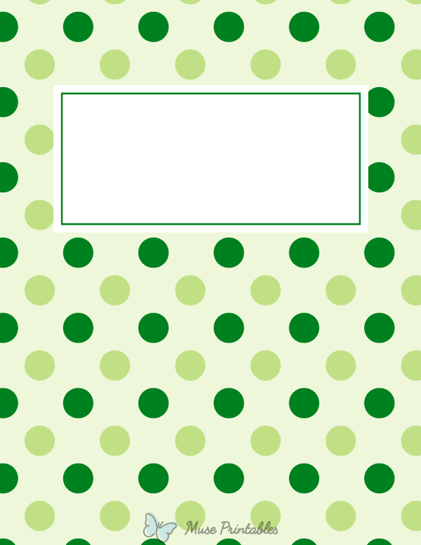 Green Polka Dot Binder Cover
