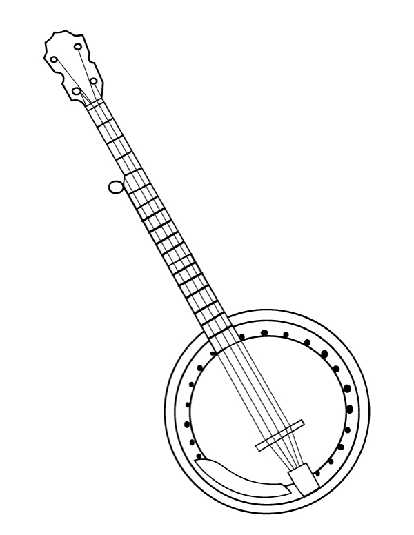 5 String Banjo Coloring Page