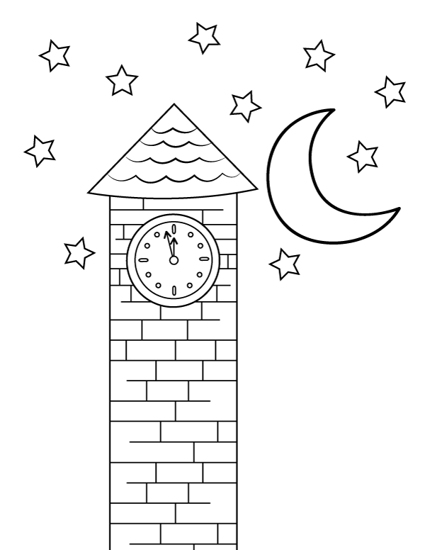 Clock Tower Coloring Page