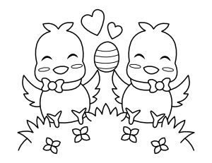 Cute Easter Chicks Coloring Page