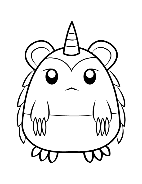 Cute Horned Monster Coloring Page