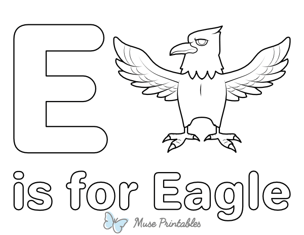 E Is for Eagle Coloring Page