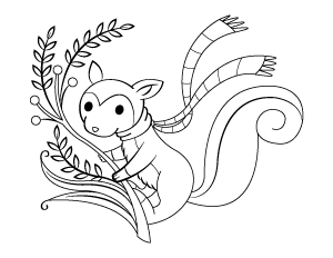 Fall Squirrel Coloring Page