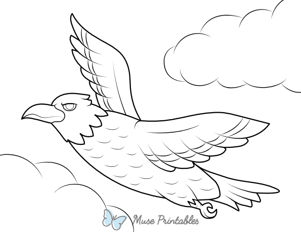 Flying Cartoon Eagle Coloring Page