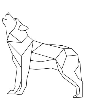 Geometric Howling Wolf Coloring Page