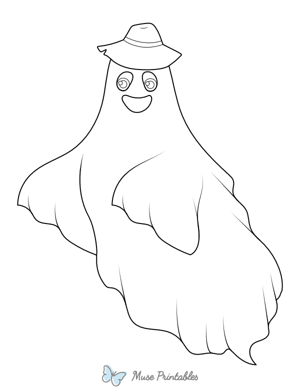 Ghost With Hat Coloring Page