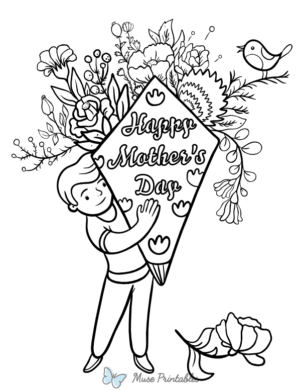 Happy Mothers Day Coloring Page