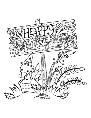 Happy Thanksgiving Sign Coloring Page