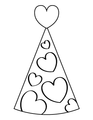 Heart Party Hat Coloring Page