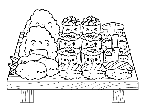 Cute Kawaii Food Sushi Coloring Pages Sketch Coloring Page Sexiz Pix