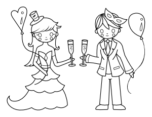 Prom Couple Coloring Page