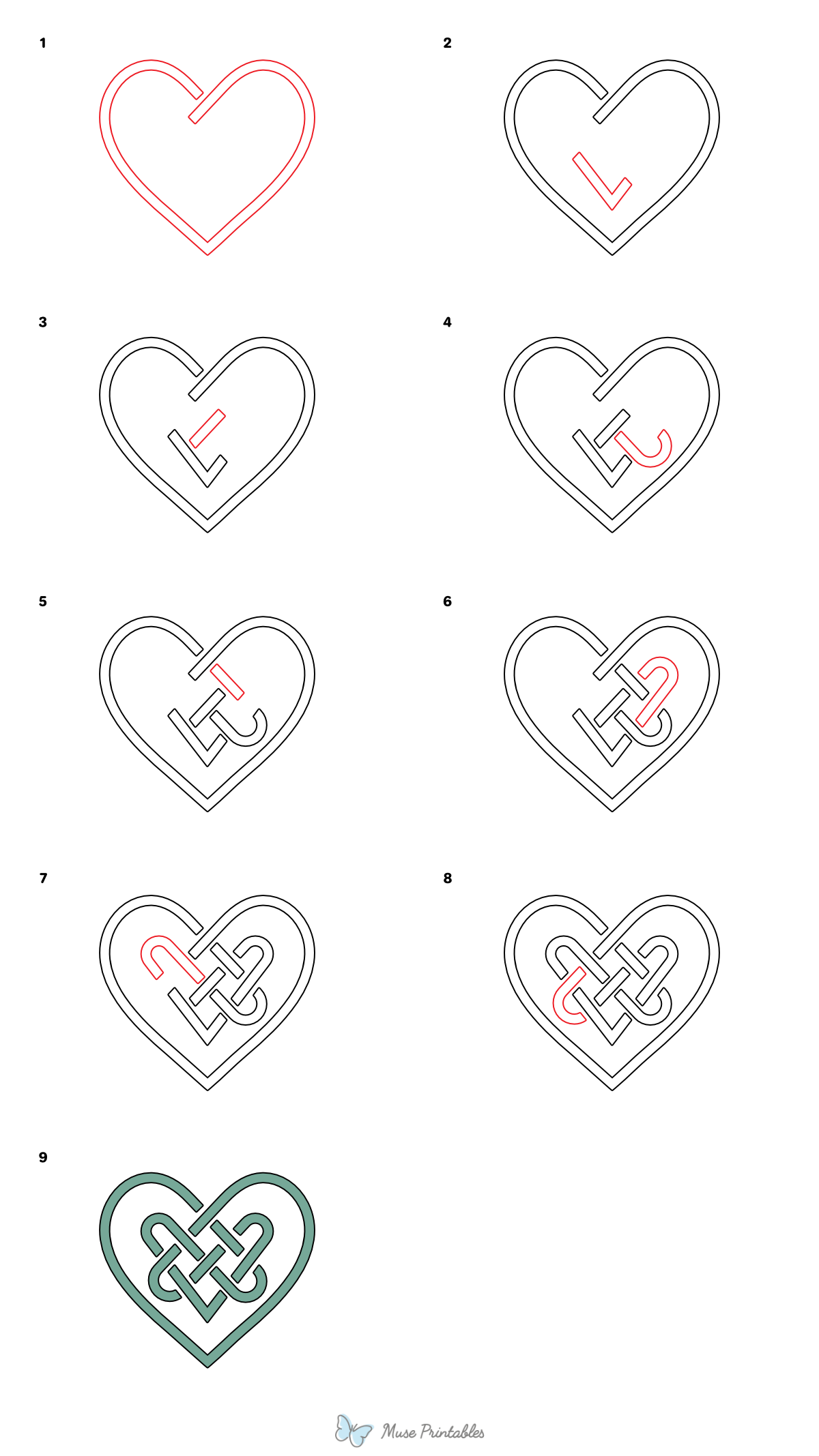 How to Draw a Celtic Heart - Printable Tutorial