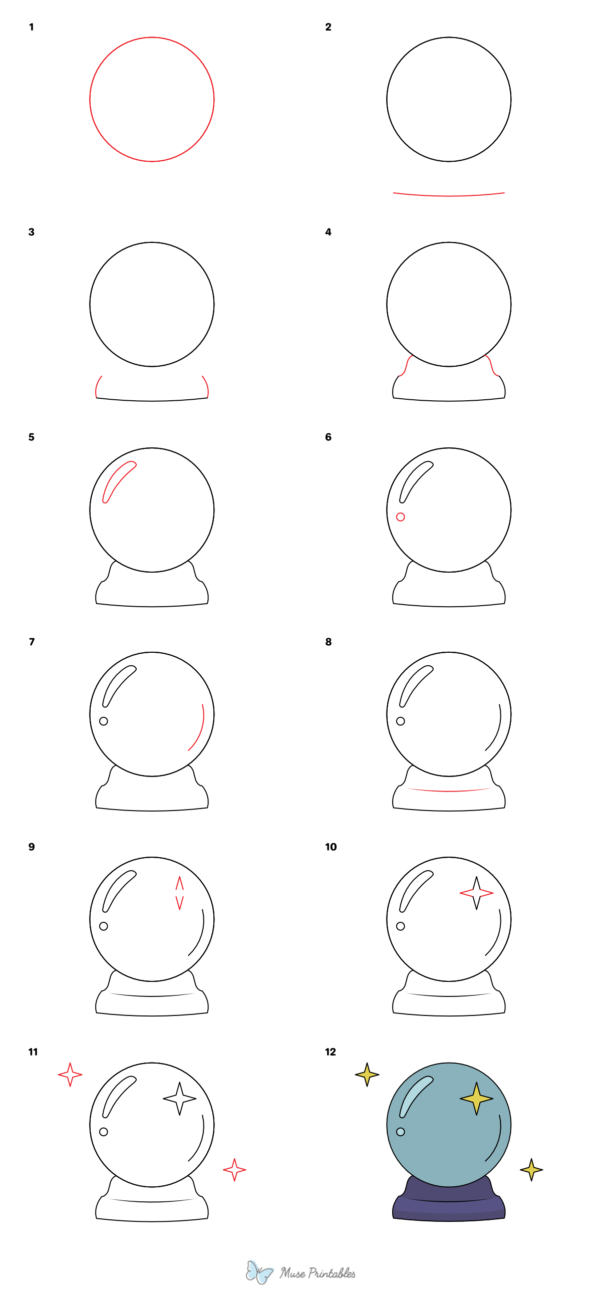 How to Draw a Crystal Ball - Printable Tutorial
