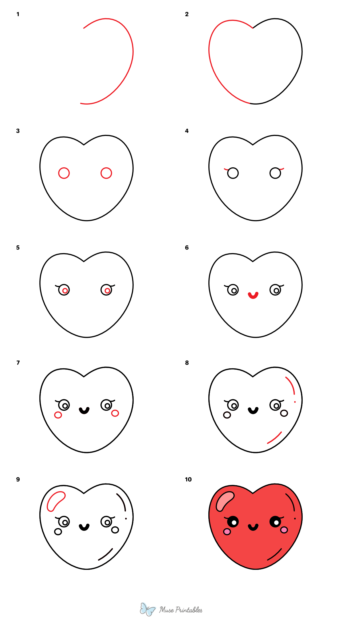 How to Draw a Cute Heart - Printable Tutorial