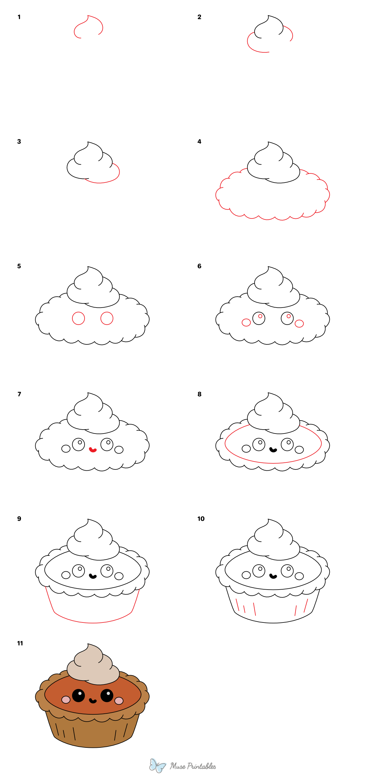 How to Draw a Cute Pumpkin Pie - Printable Tutorial