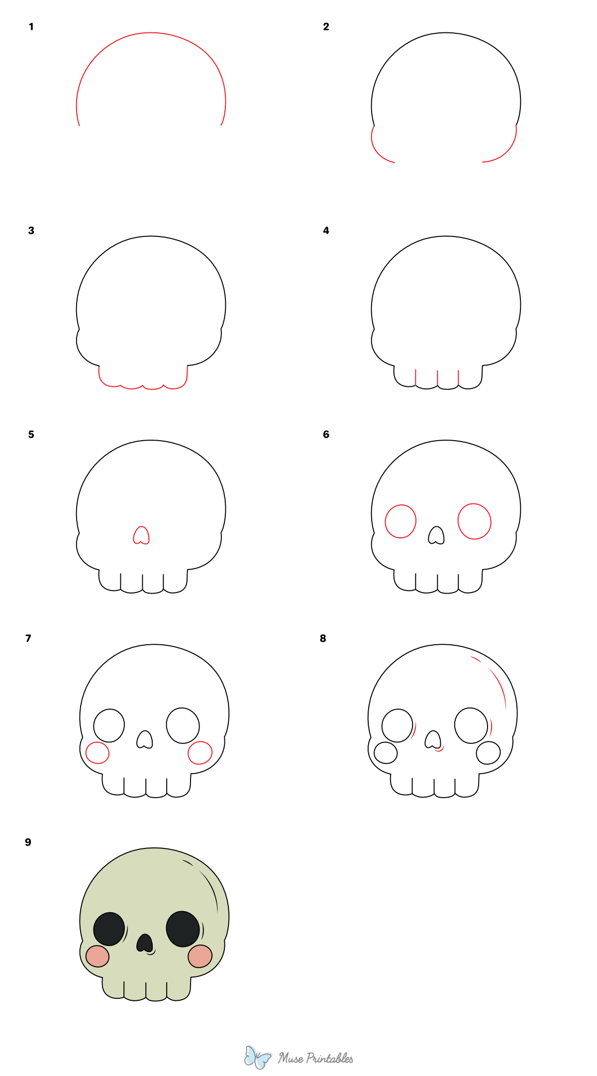 How to Draw a Cute Skull - Printable Tutorial