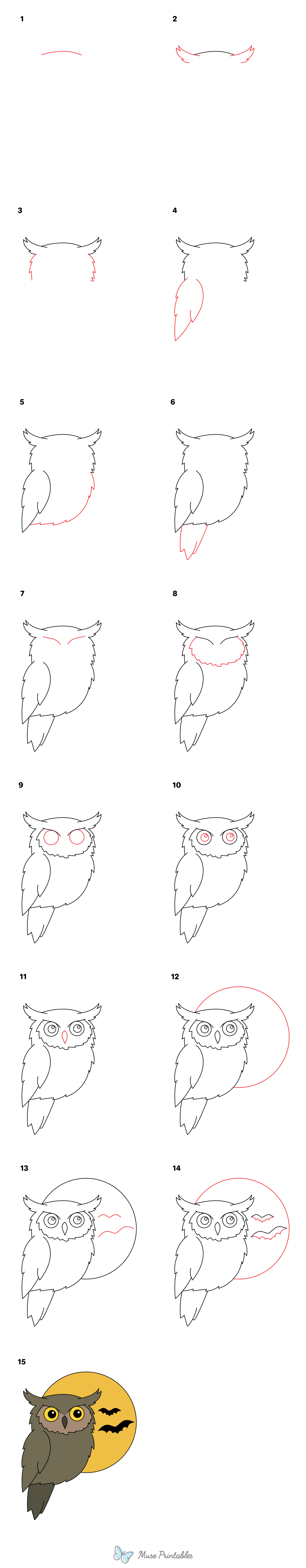 How to Draw a Halloween Owl - Printable Tutorial