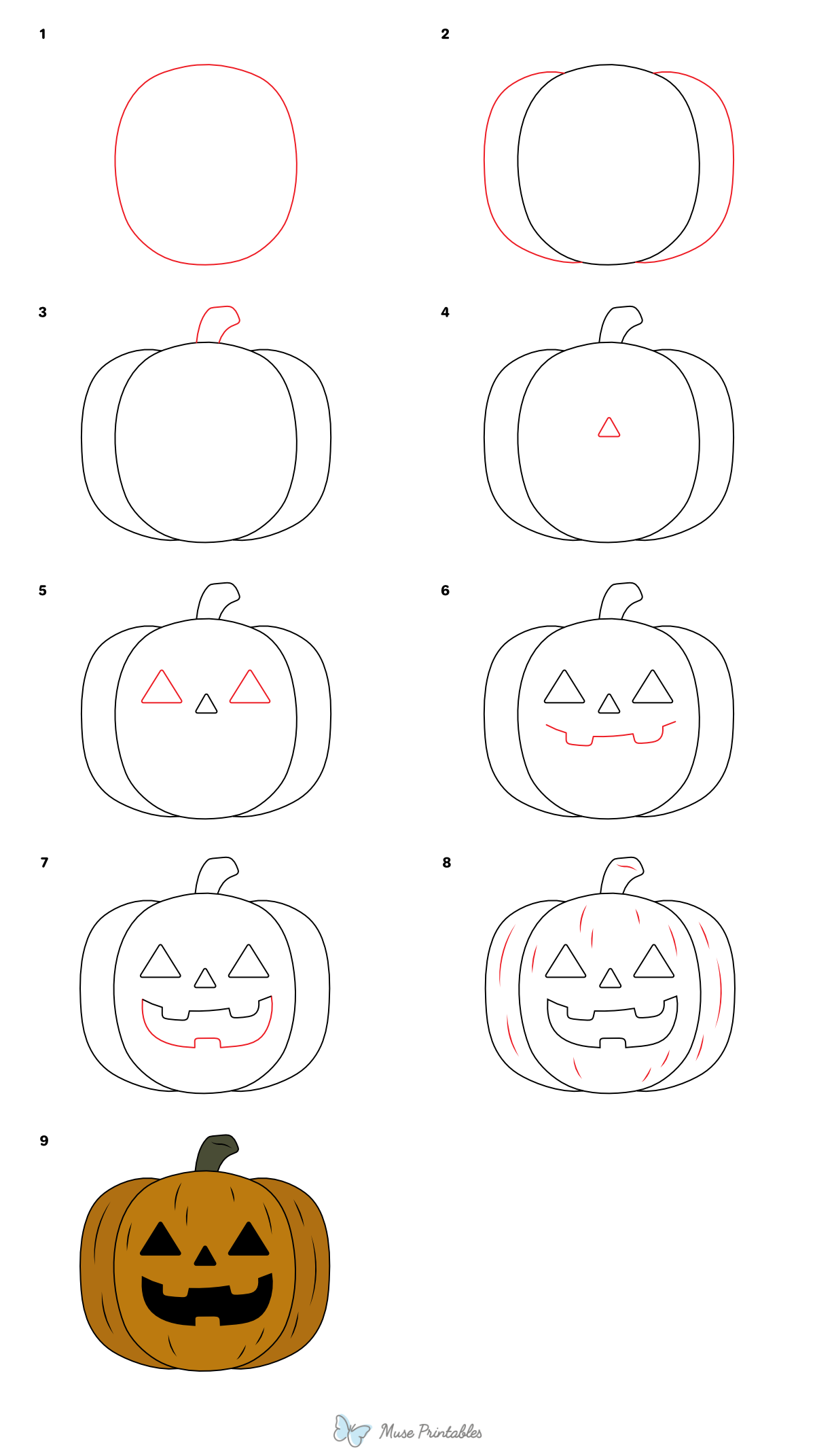 How to Draw a Jack-o'-lantern - Printable Tutorial