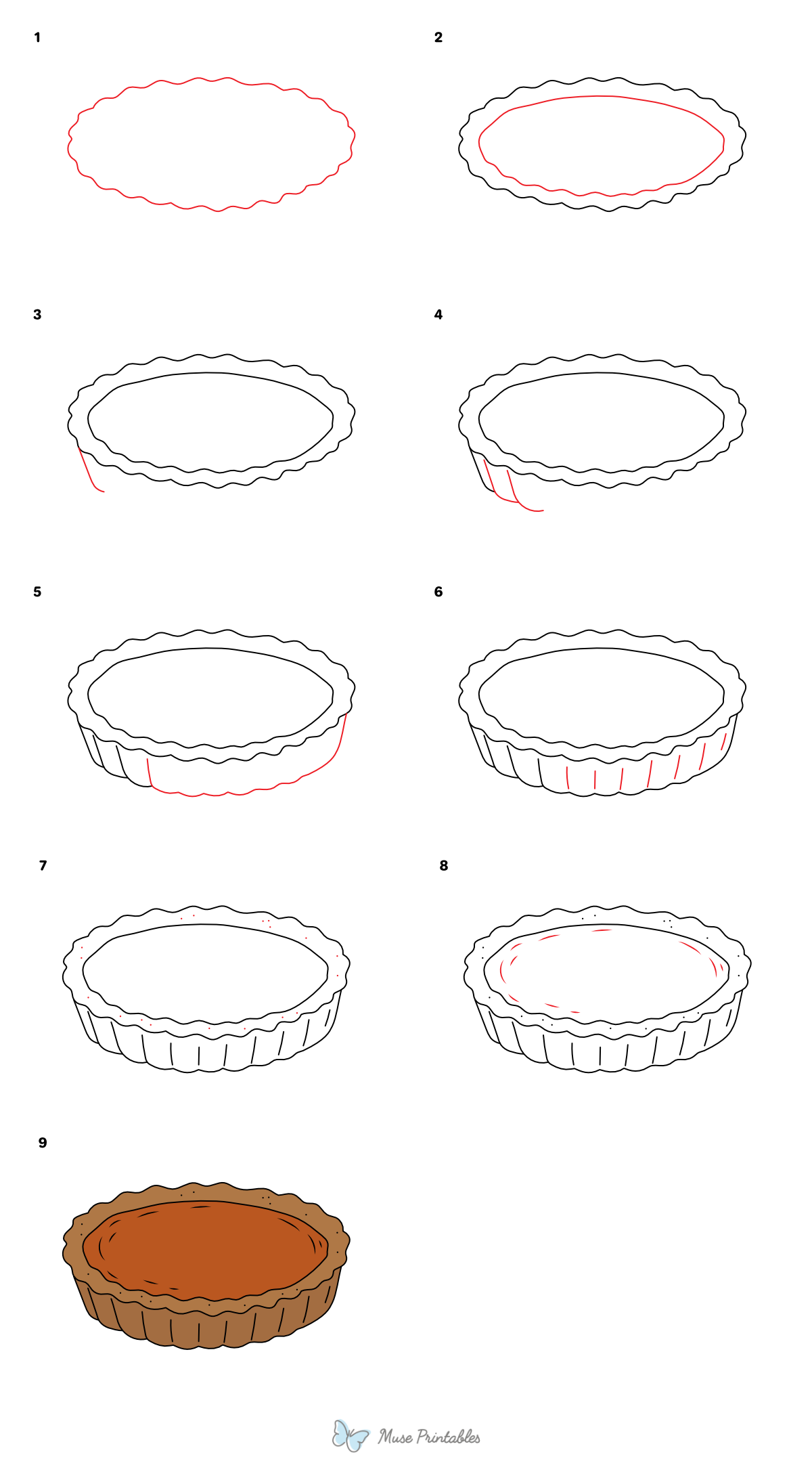 How to Draw a Pumpkin Pie - Printable Tutorial