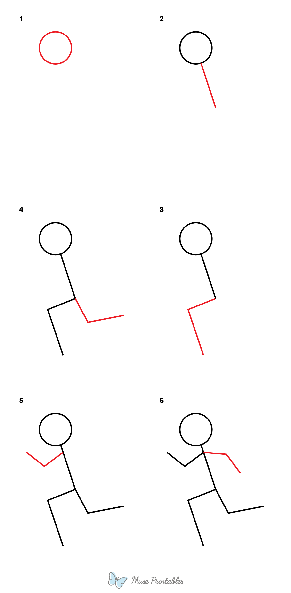 How to Draw a Running Stick Man - Printable Tutorial