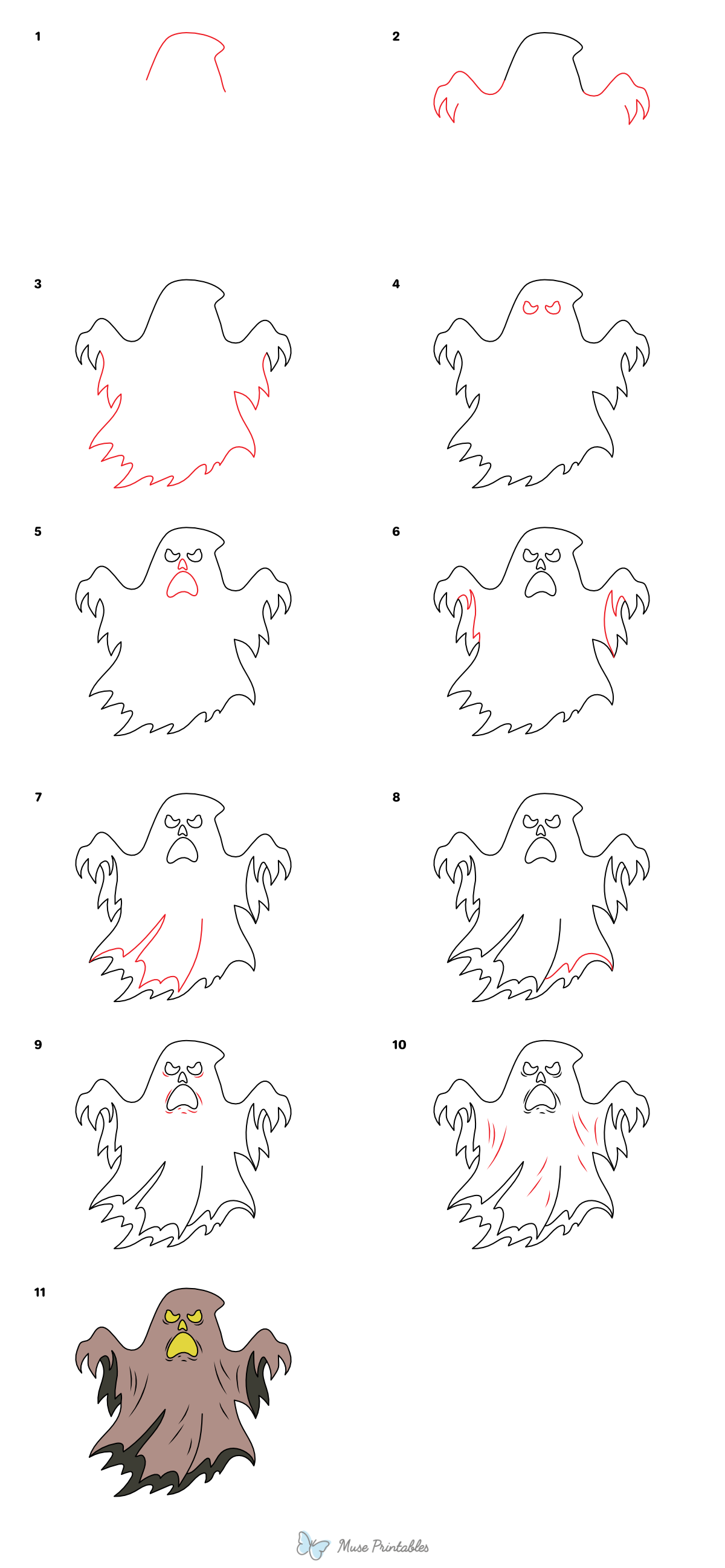 How to Draw a Scary Ghost - Printable Tutorial