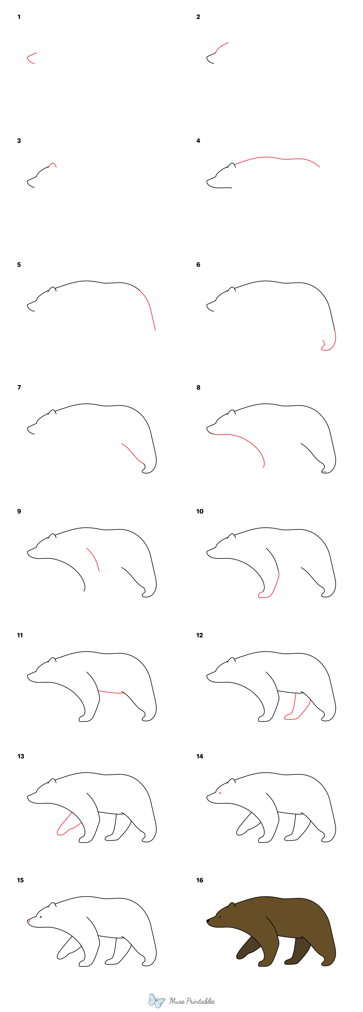 How to Draw a Simple Bear - Printable Tutorial