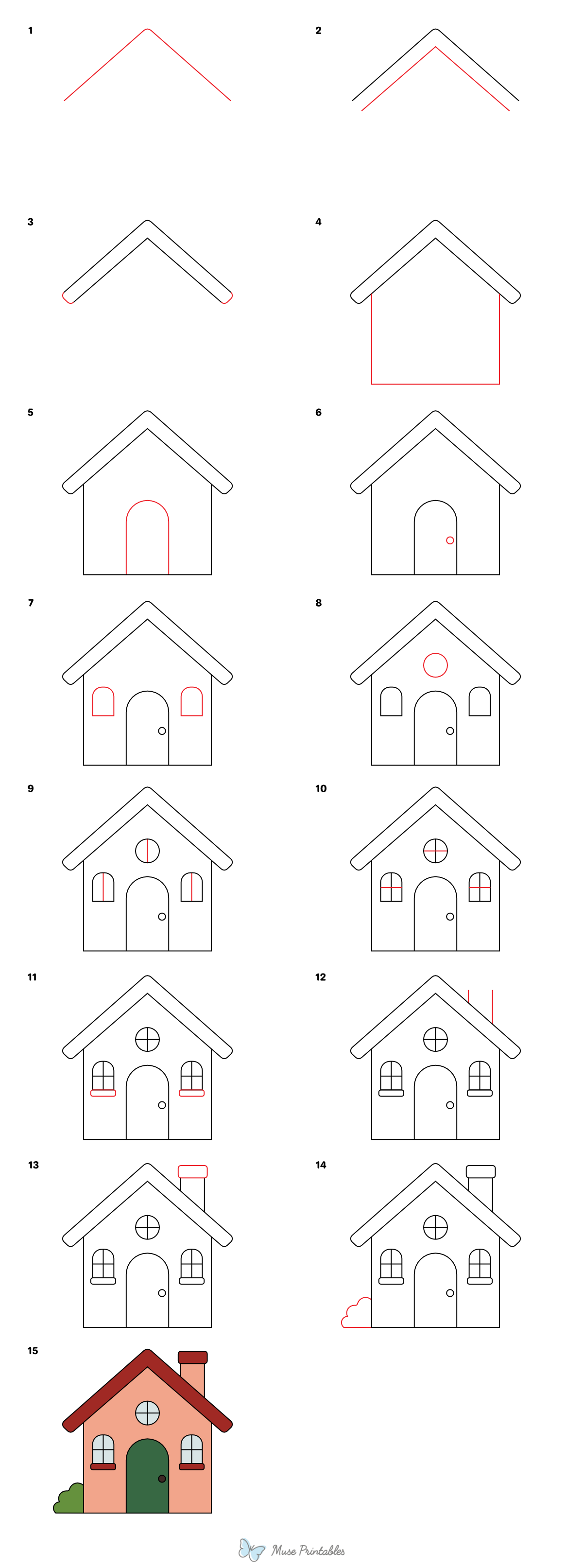 How to Draw a Simple House - Printable Tutorial