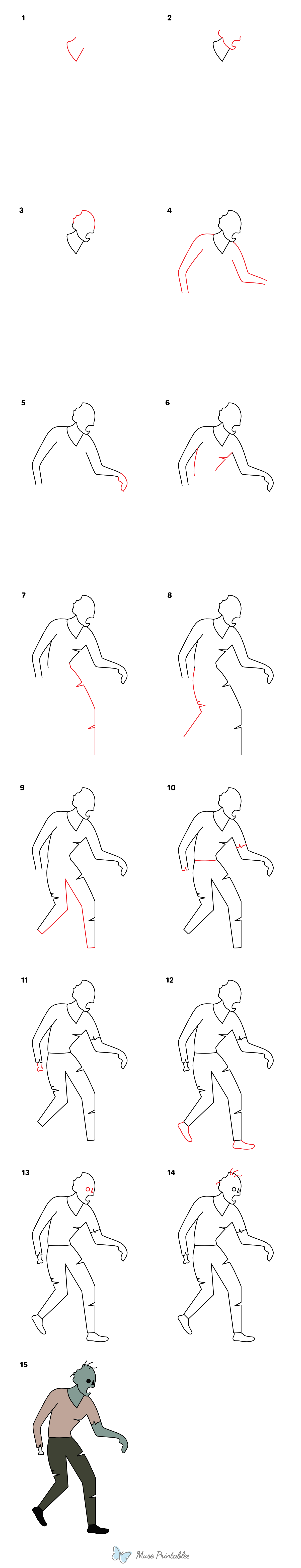 How to Draw a Simple Zombie - Printable Tutorial