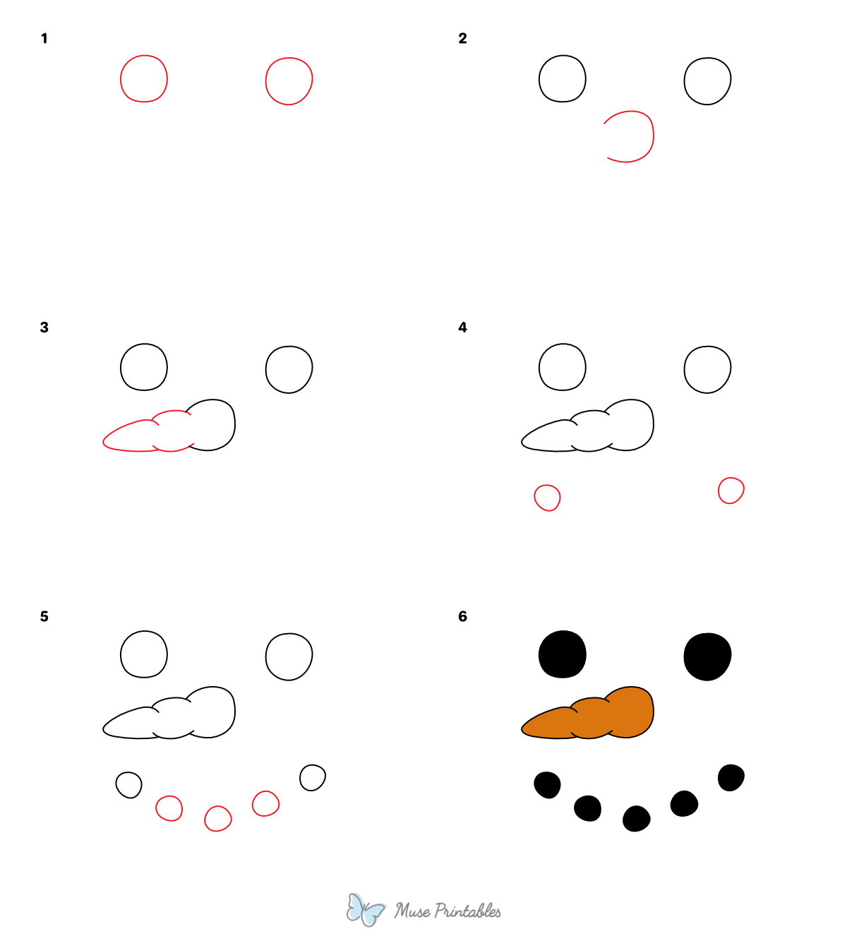How to Draw a Snowman Face - Printable Tutorial