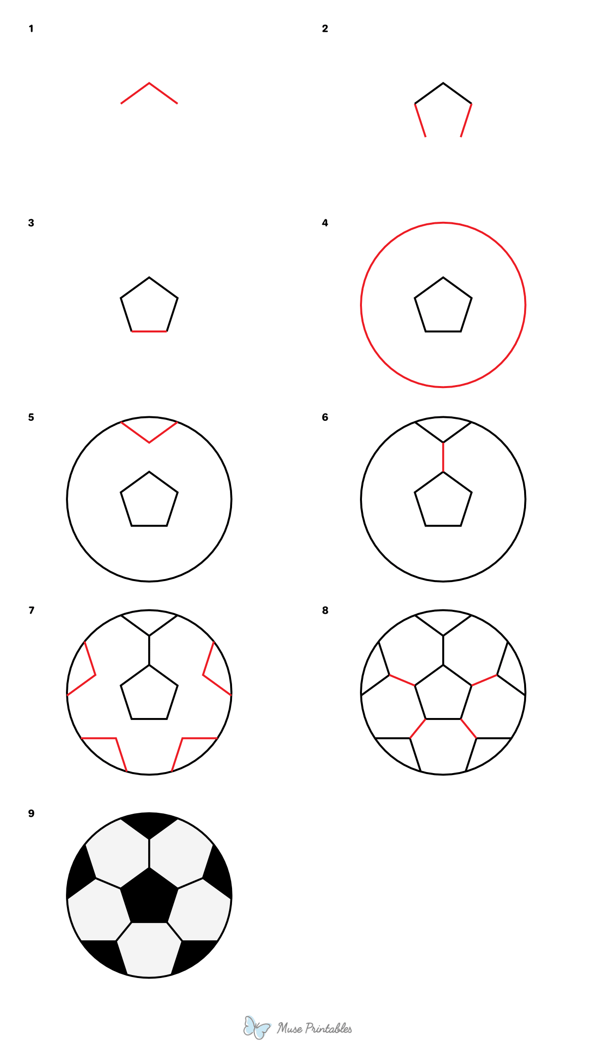 How to Draw a Soccer Ball - Printable Tutorial