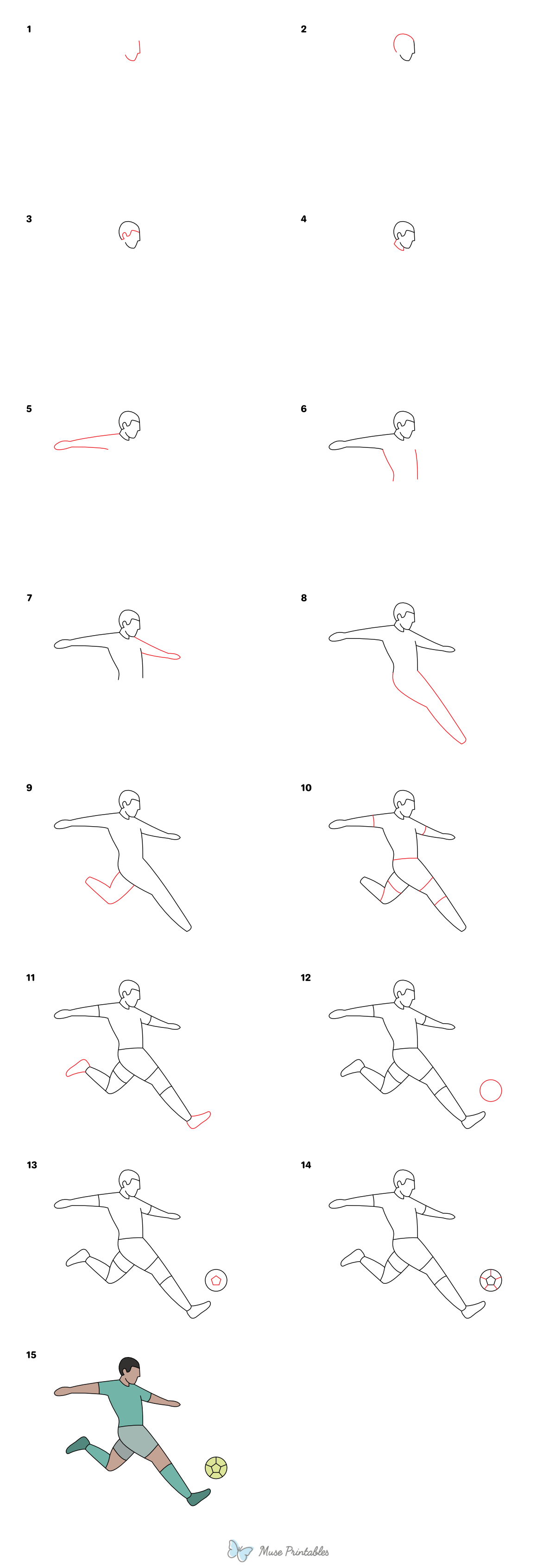How to Draw a Soccer Player - Printable Tutorial
