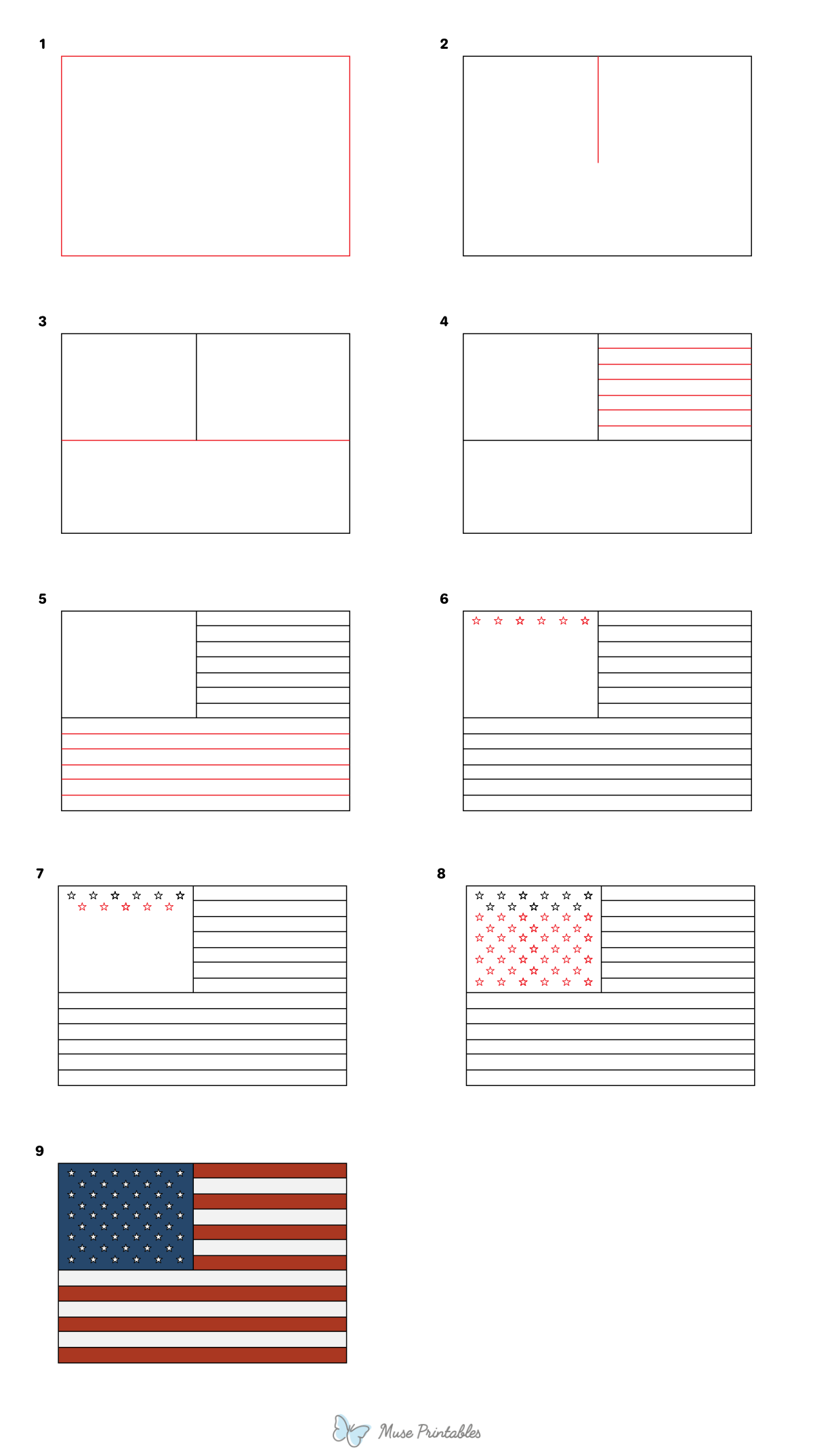 How to Draw an American Flag - Printable Tutorial