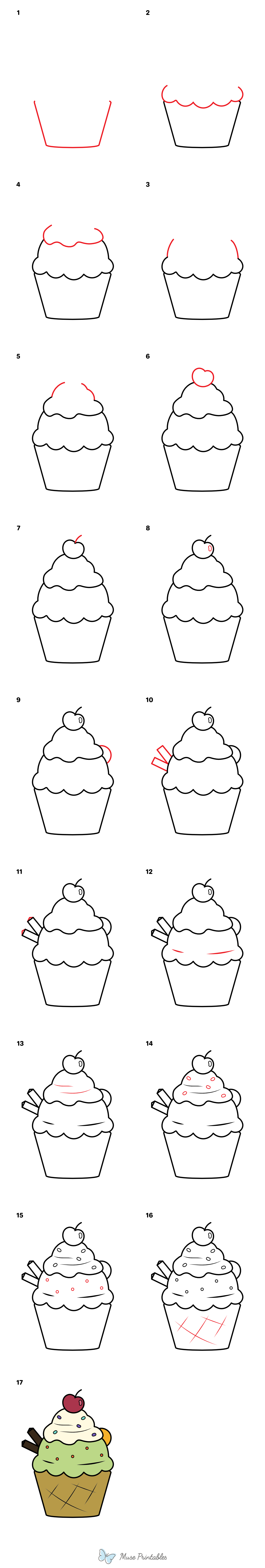 How to Draw an Ice Cream Sundae - Printable Tutorial