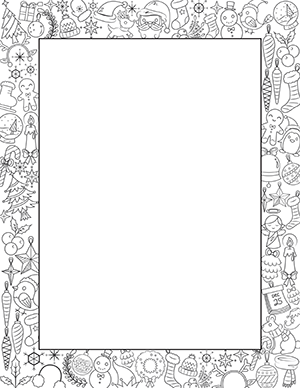 Black and White Christmas Doodle Border