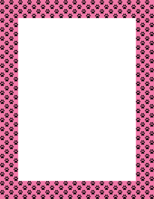 Black on Pink Mini Paw Print Border
