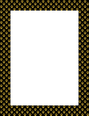 Gold on Black Mini Paw Print Border