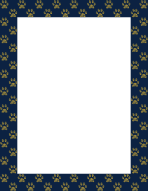 Gold On Navy Blue Scribble Paw Print Border