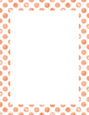 Orange Watercolor Polka Dots on White Border