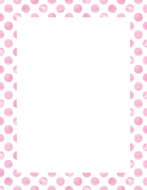 Pink Watercolor Polka Dots on White Border