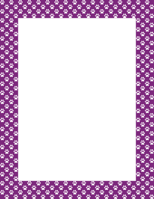 White on Purple Mini Paw Print Border