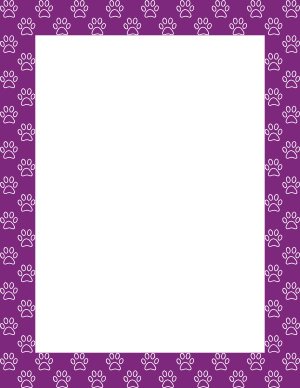 White On Purple Paw Print Outline Border