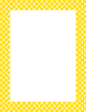 White on Yellow Mini Paw Print Border
