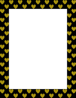 Yellow On Black Heart Scribble Border